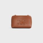 CLUTCH ON CHAIN CUIR TRIOMPHE IN SMOOTH CALFSKIN TAN - Image 2
